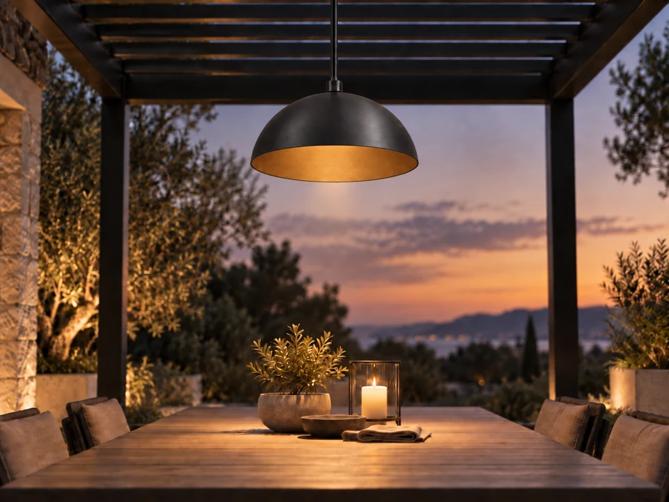Pendant light in situ — Dining